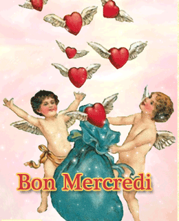 Gif animé Bon mercredi anges et coeurs